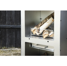 Vedställ av metall med björkved