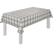 Rektangulär bordsduk med rutmönster på ett bord