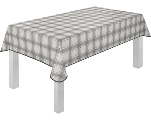 Rektangulär bordsduk med rutmönster på ett bord