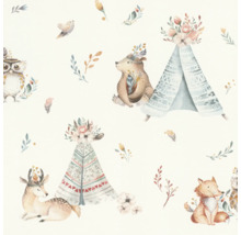 Tapet med björnar, rävar, ugglor, rådjur och tipis