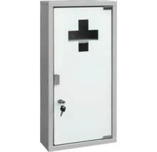 Första hjälpen-skåp med nyckel och vitt kors