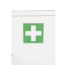 Första hjälpen skåp med grön korssymbol