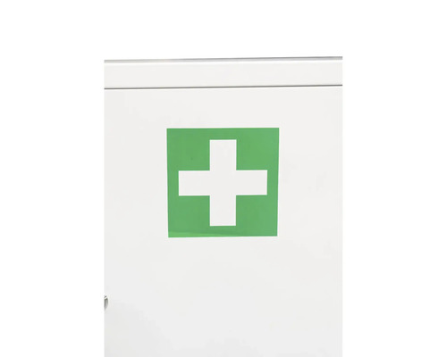 Första hjälpen skåp med grön korssymbol