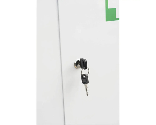 Första hjälpen-skåp med nyckel i låset