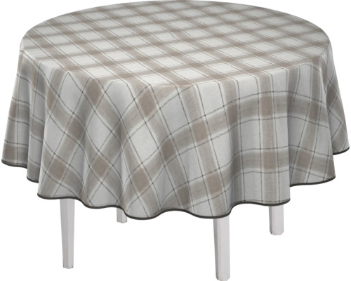 Runt bord med rutig duk