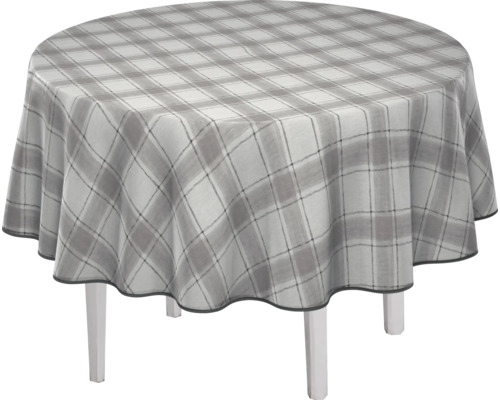 Runt bord med rutig duk
