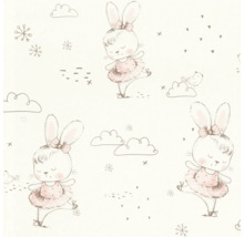 Tapet med kaninmotiv och molnmönster