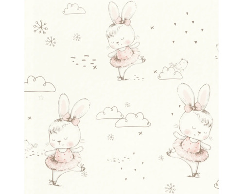 Tapet med kaninmotiv och molnmönster