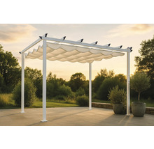 Fristående pergola med tygtak i trädgården