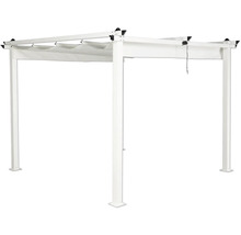 Fristående vit pergola med tygtak för trädgården