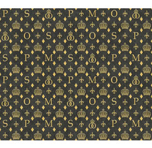 Mönster med bokstäver, kronor och liljor