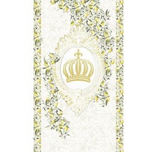 Dekorativt tyg med citroner och krona i ram