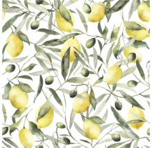 Mönster med citroner, oliver och blad