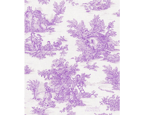 Tyg med traditionellt mönster med hus, människor och växter