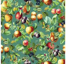 Sömlöst mönster med olika frukter och blad på grenar