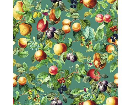 Sömlöst mönster med olika frukter och blad på grenar