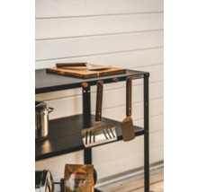 Grillvagn med skärbräda och grillverktyg