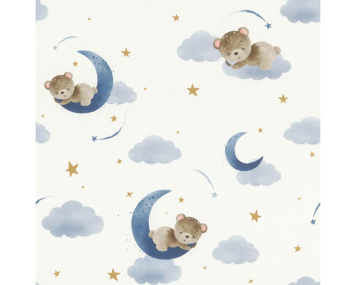 Tapet med motiv av björnar, månar, moln och stjärnor