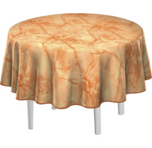 Runt bord med marmorduk och vita ben