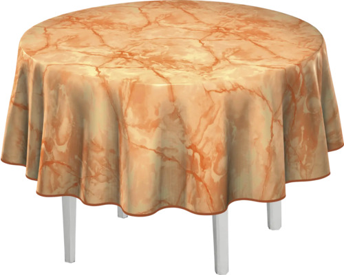 Runt bord med marmorduk och vita ben