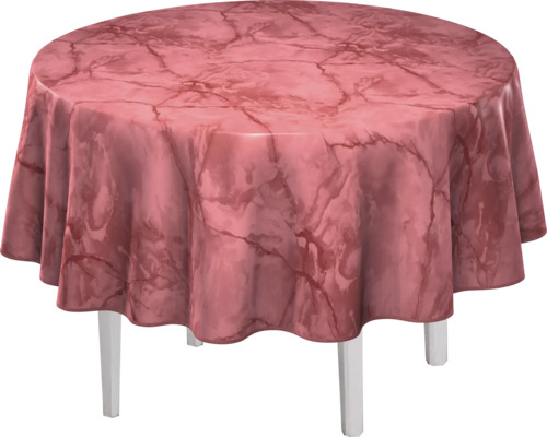 Rund bord med bordsduk i marmordesign