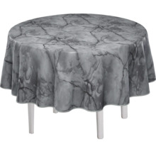 Runt bord med bordsduk i marmor