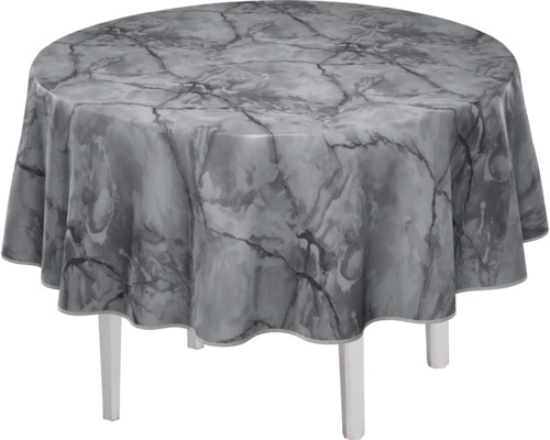 Runt bord med bordsduk i marmor