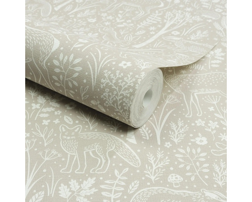 Tapetrulle med djurmönster, inklusive räv och hjort
