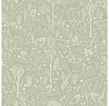 Tapet med skogsdjursmotiv som hjortar, harar, rävar, grävlingar, ekorrar och igelkottar