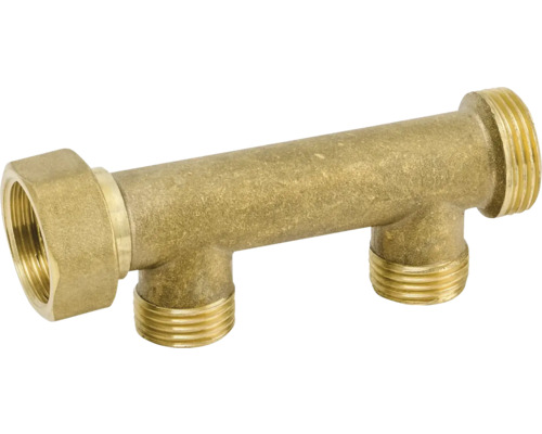 Fördelningsrör två uttag matning R20 uttag R15 Fördelningskoppling i mässing med tre utgångar för sanitära installationer