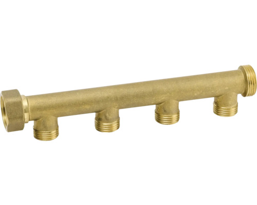 Fördelningsrör fyra uttag matning R20 uttag R15 Mässingsfördelare med fyra utgångar för sanitära installationer