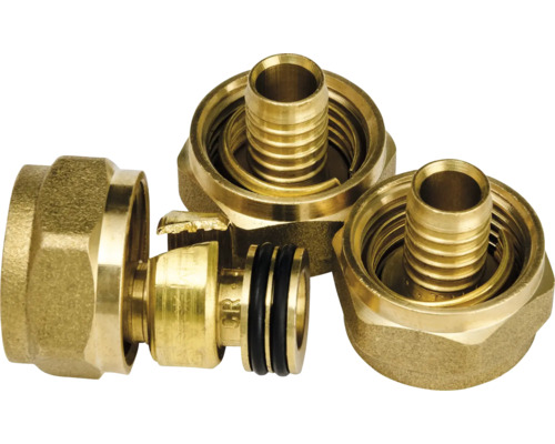 Kopplingsset PEX 15x2,5 3 st Mässingskopplingar med skärringskoppling för rör
