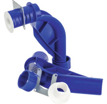 Blå vattenlås för sanitetsanvändning med fäste