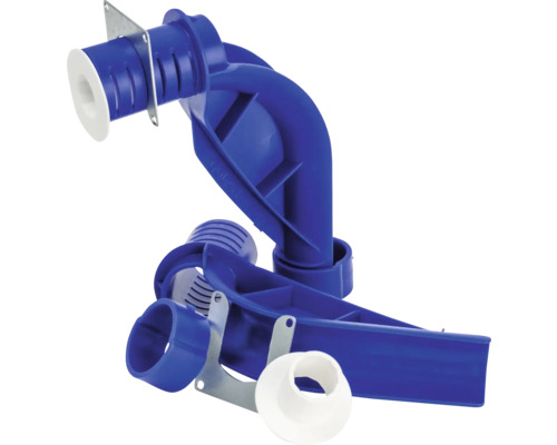 Blå vattenlås för sanitetsanvändning med fäste