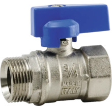 Kulventil med blått handtag och 3/4-tums gänga