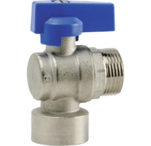 Vinkelventil av metall med blått handtag