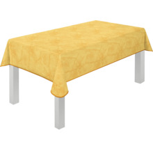 Gul duk på ett bord
