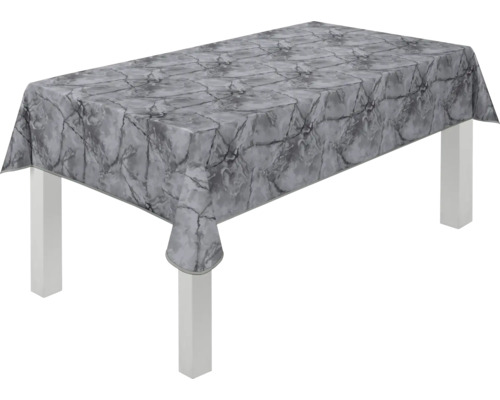 Bord med grå bordsduk i marmordesign