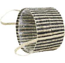 Dekorativ kruka av flätade naturfibrer med handtag
