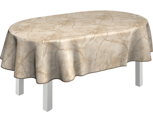 Ovalt bord med marmorduk