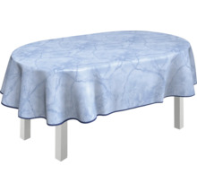 Oval bord med marmorerad duk