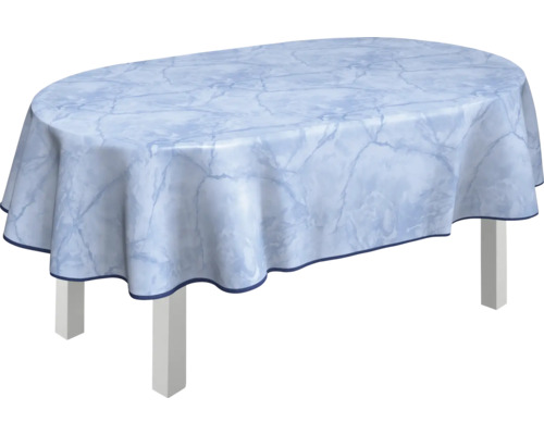 Oval bord med marmorerad duk