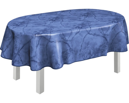 Ovalt bord med bordsduk