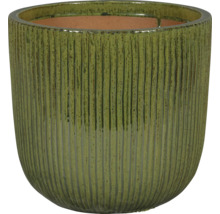 Grön blomkruka med vertikala räfflor