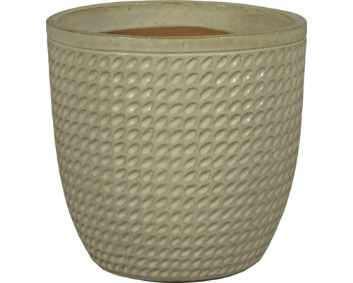 Kruka FLORASELF glaserad keramik Ø22x21cm creme Keramisk blomkruka med strukturerad yta