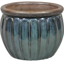 Blomkruka i keramik med ribbad yta