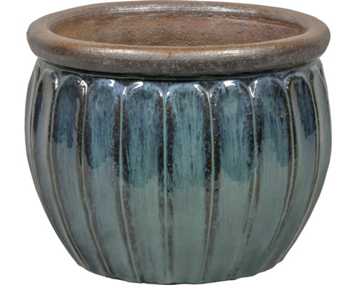 Kruka LAFIORA glaserad Ø27x24cm turkos Blomkruka i keramik med ribbad yta