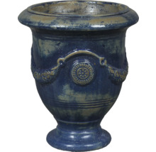 Blå blomkruka med dekorativa element