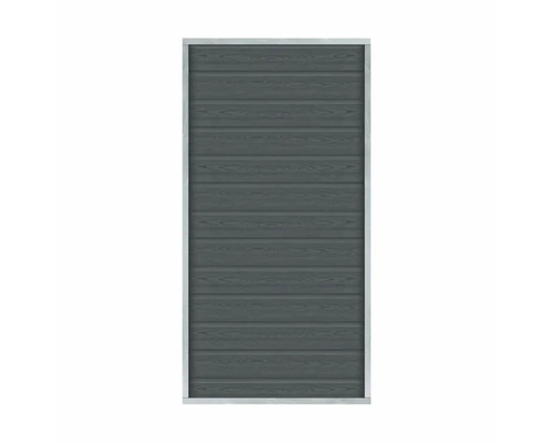 Trädörr med horisontell ådring och metallram