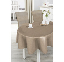 Dukat runt bord med duk och stolar i matsalen